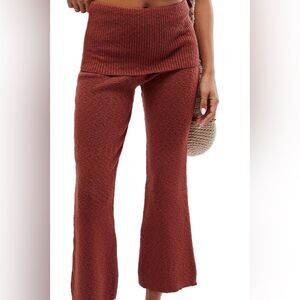 Free People FP Beach Sz Small Red Foldover Wide Leg Crop Pants